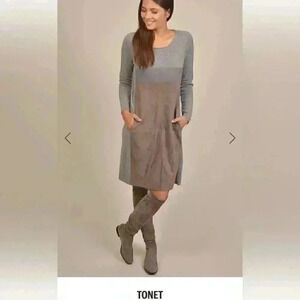 ToneT color block Suede, Cashmere, and virgin wool dress eu 42​